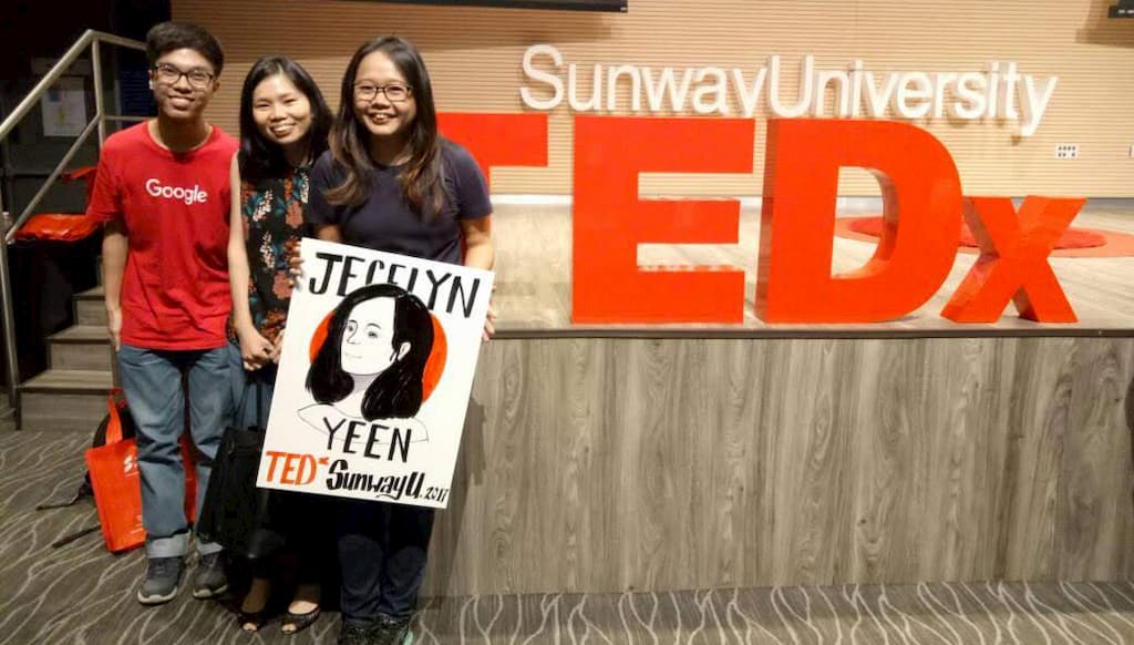 With my all-time supporters - Henry and Chee Yim and the drawing of me (that does not look like me, at all 😆)