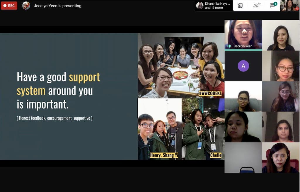 A screenshot during the WDA virtual graduation day